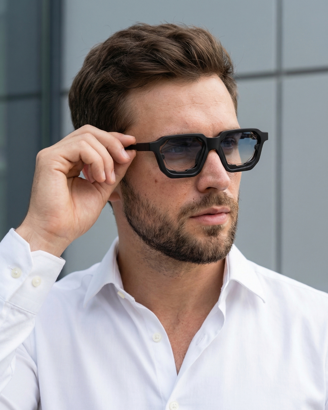 Crystal Black Peach Gradient Square Sunglasses