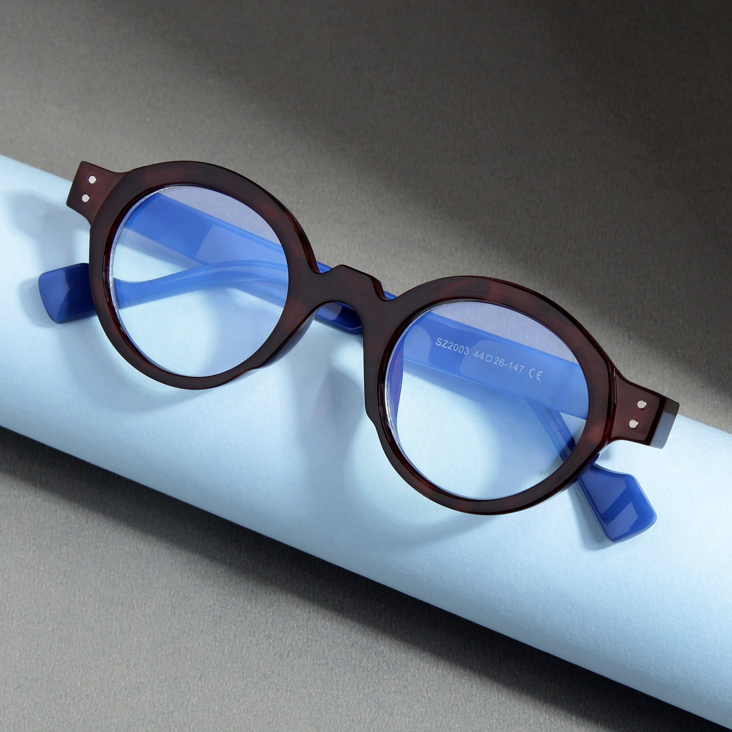 Blue Brown Clear SZ 2003 Round Sunglasses