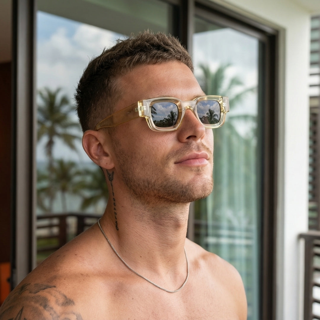 Vintage V1 Yellow Black Square Sunglasses