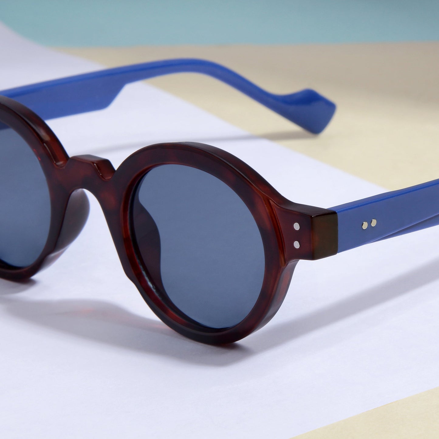 Blue Brown Black SZ 2003 Round Sunglasses