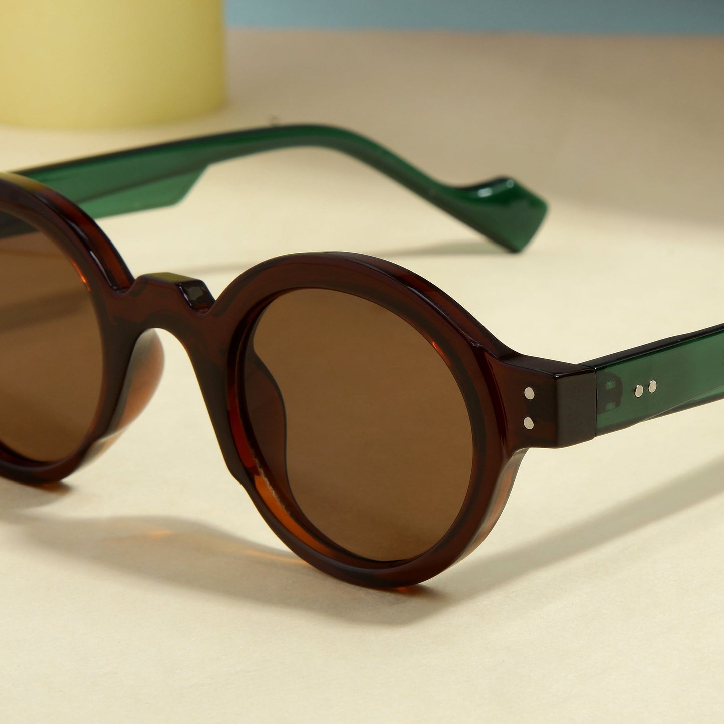 Green Brown Brown SZ 2003 Round Sunglasses
