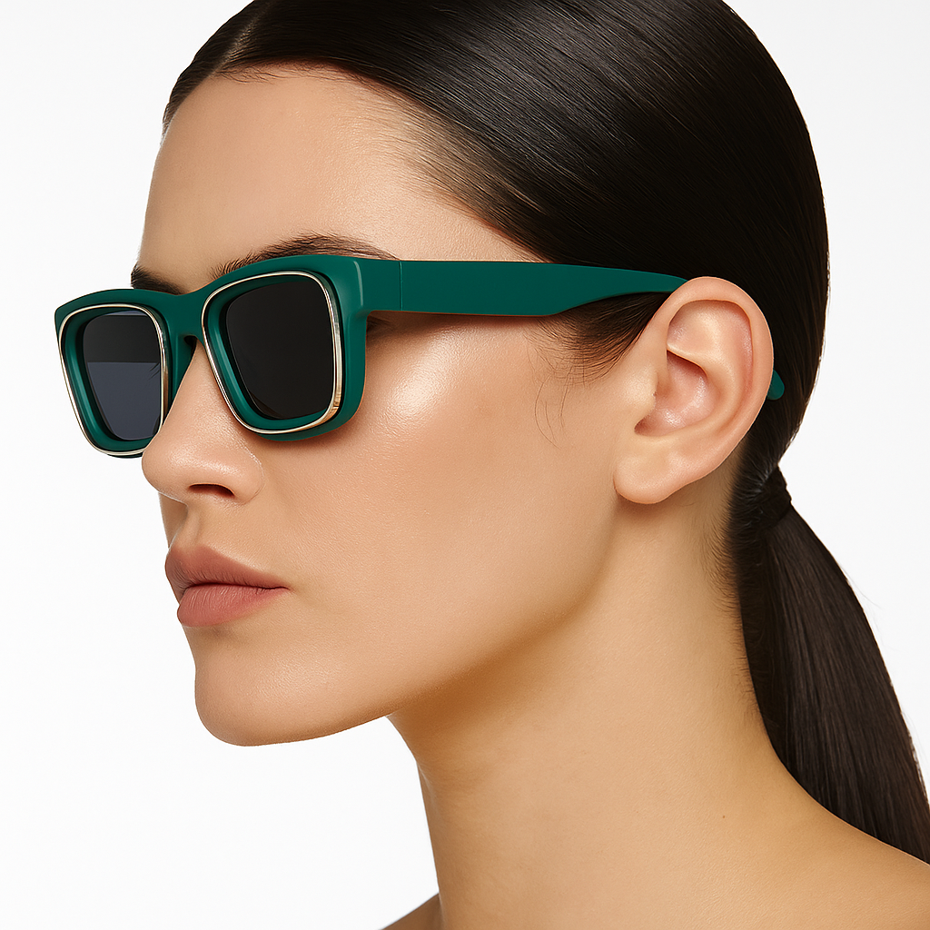 Rogue Green Black Square Sunglasses
