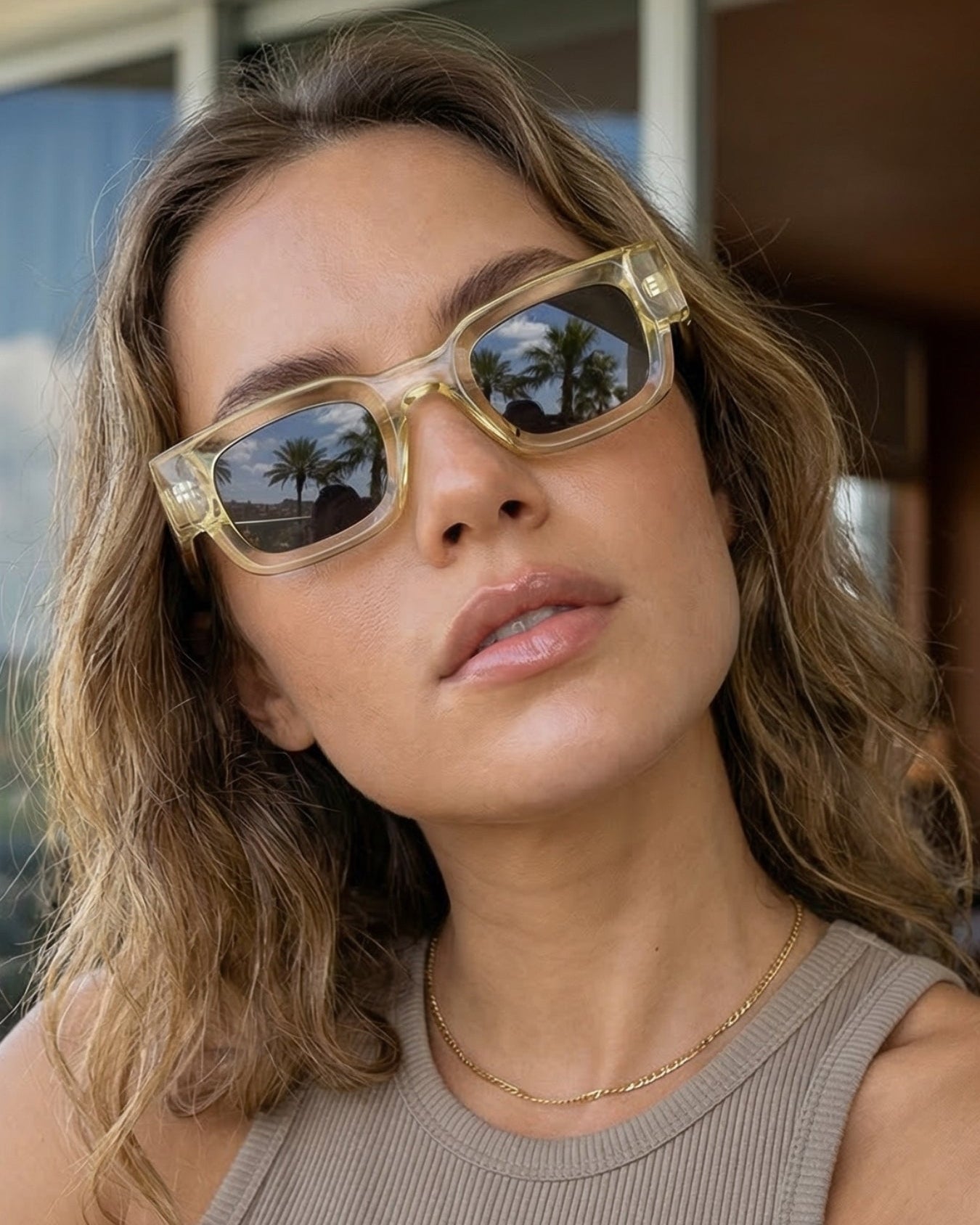 Vintage V1 Yellow Black Square Sunglasses