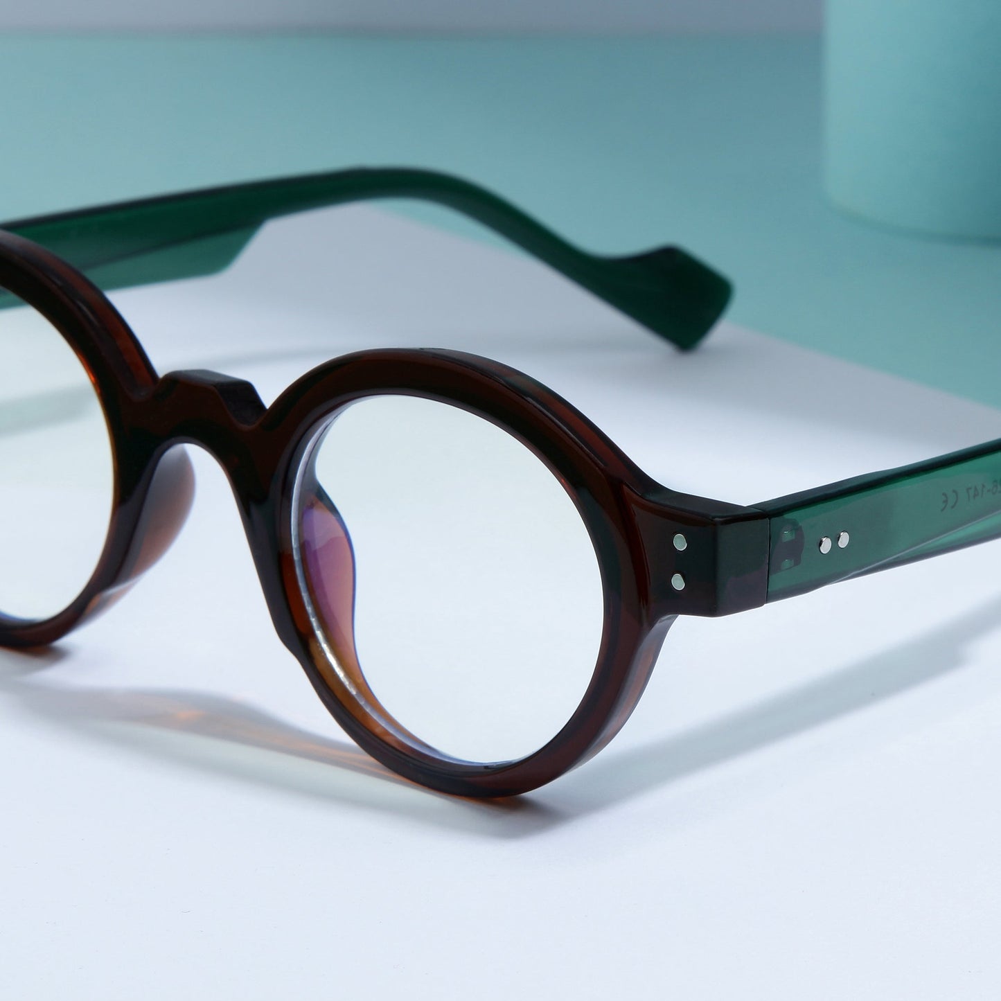 Green Brown Clear SZ 2003 Round Sunglasses