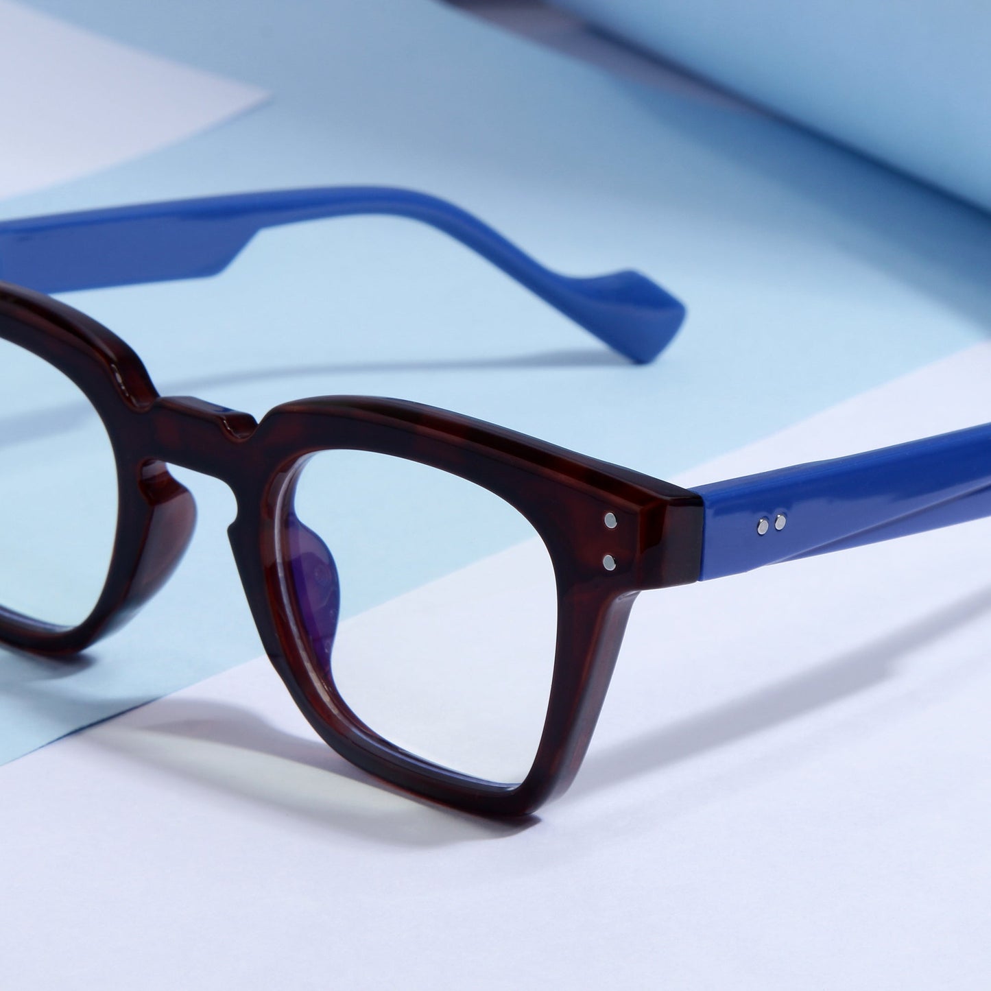 Blue Brown Clear SZ 2001 Square Sunglasses