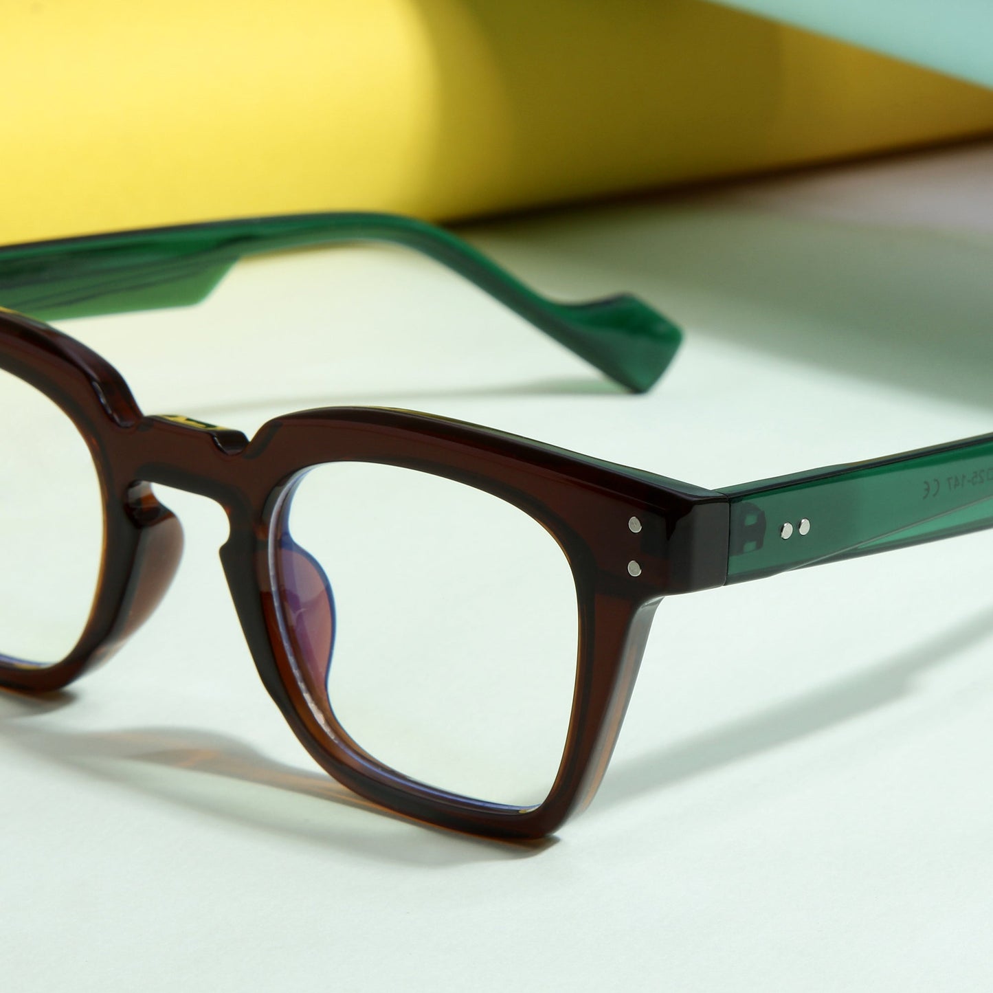 Green Brown Clear SZ 2001 Square Sunglasses