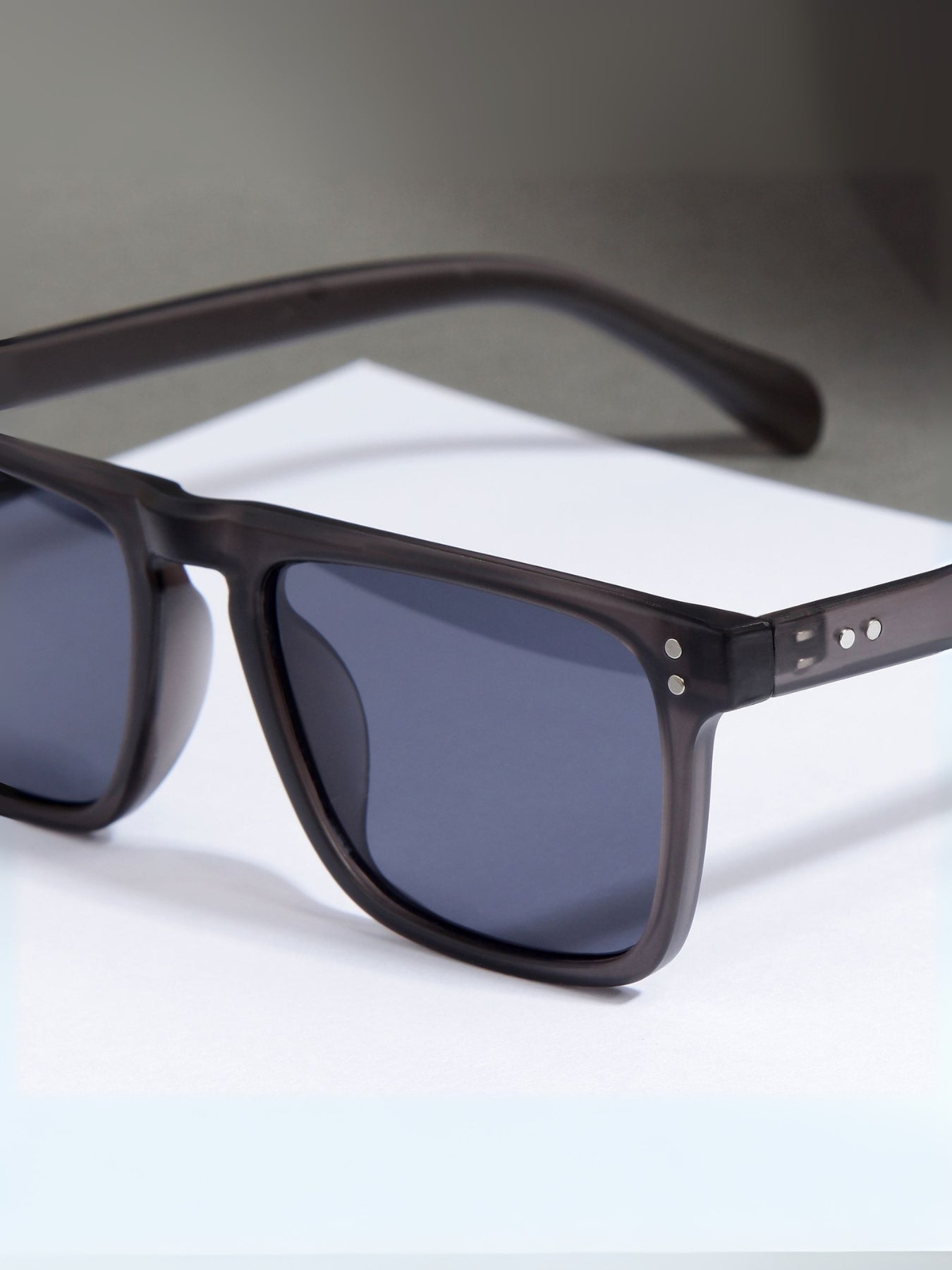 Pardon Grey Black Premium Rectangle Sunglasses