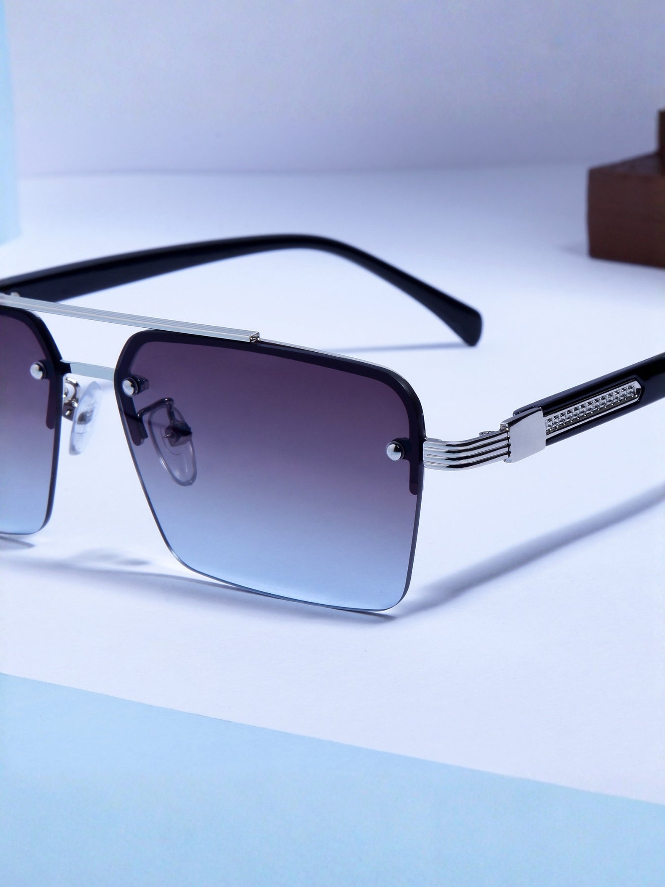 GG2349 Black Blue Gradient Rectangle Sunglasses