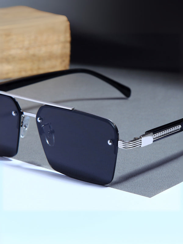 GG2349 Silver Black Rectangle Sunglasses