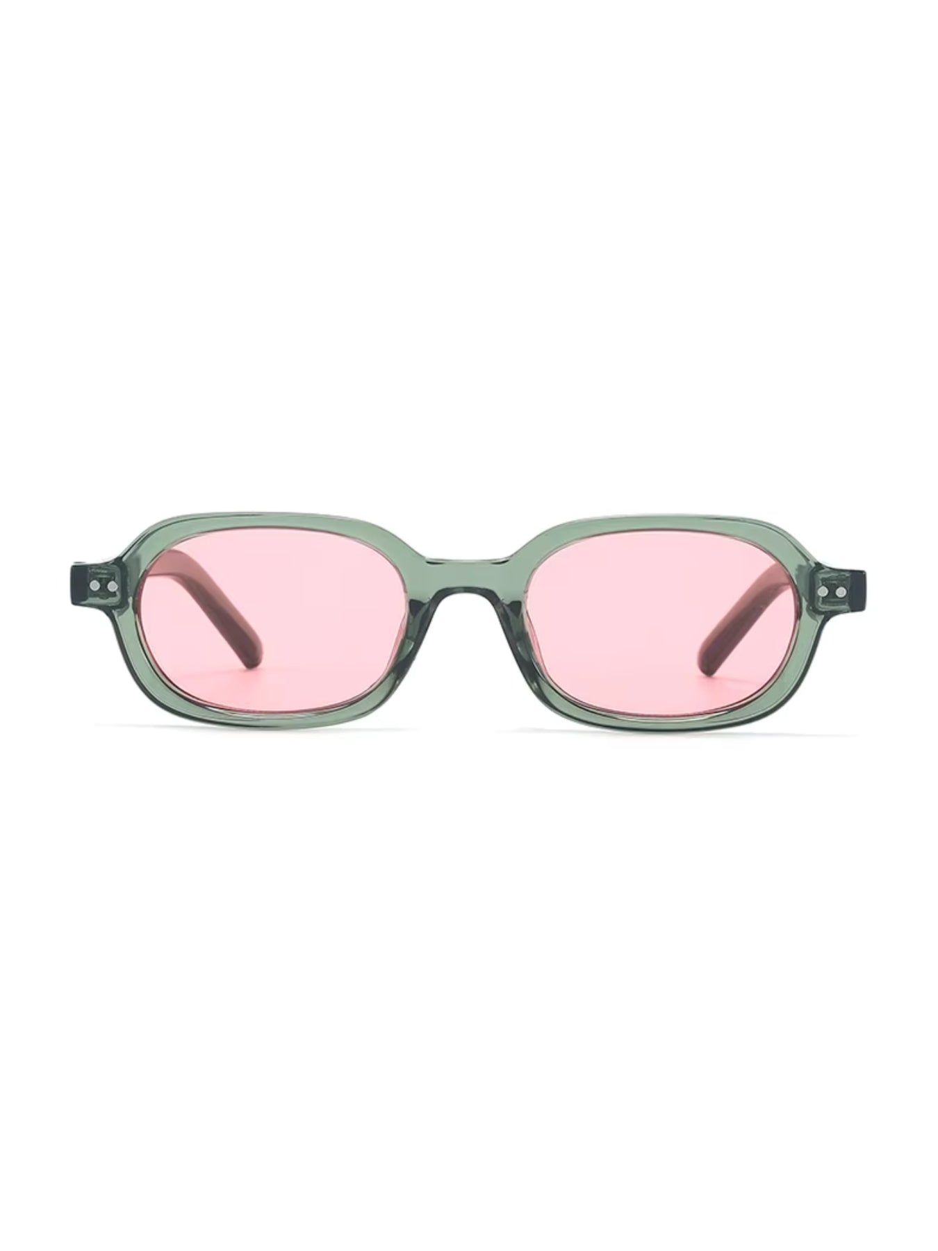 Korean V2 Green Pink Rectangle Sunglasses