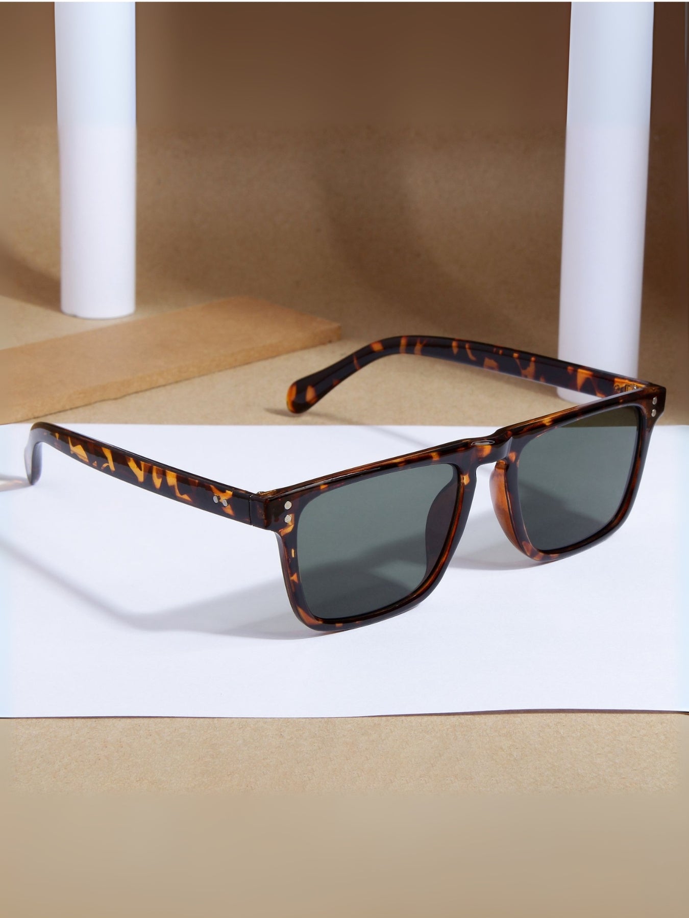 Pardon Tortoise Green Premium Rectangle Sunglasses