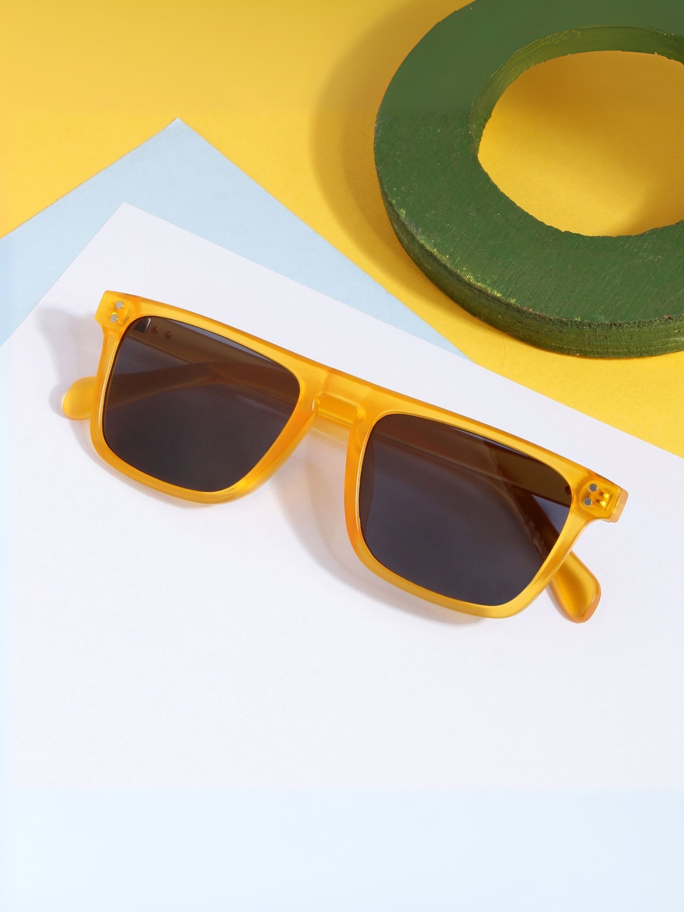 Pardon Yellow Black Premium Rectangle Sunglasses