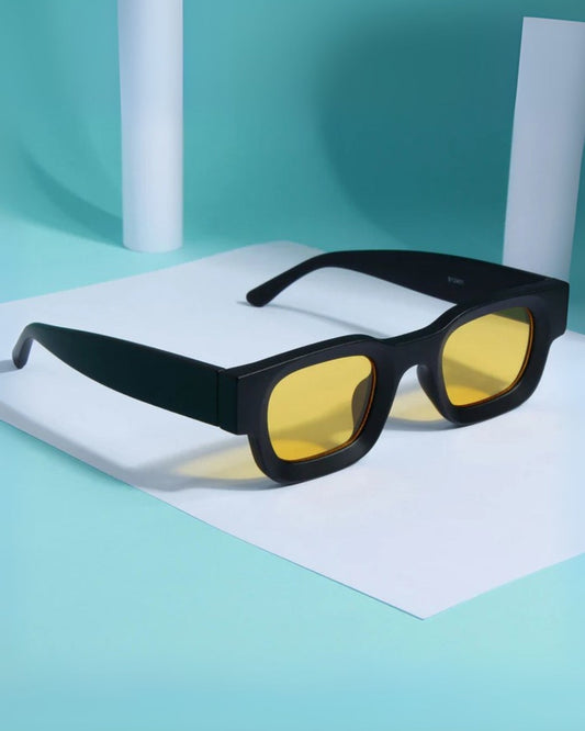 Vintage V1 Black Yellow Square Sunglasses
