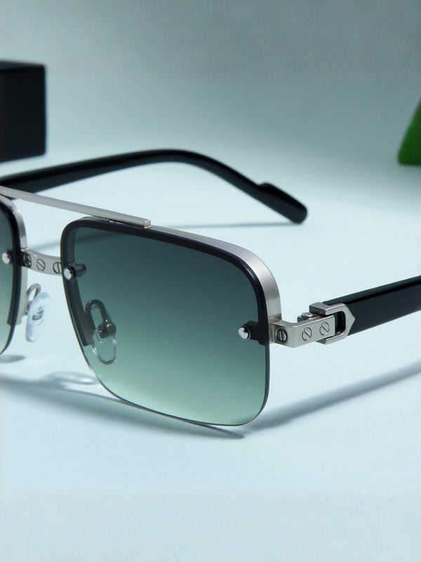 GG2317 Black and Green Gradient Rectangle Sunglasses