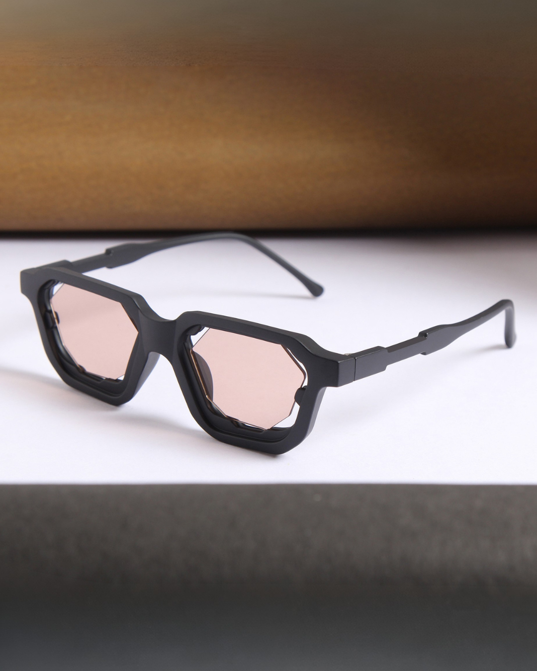 Crystal Black Brown Square Sunglasses