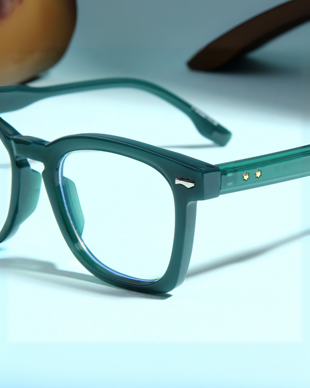 Michel Green Clear Square Sunglasses