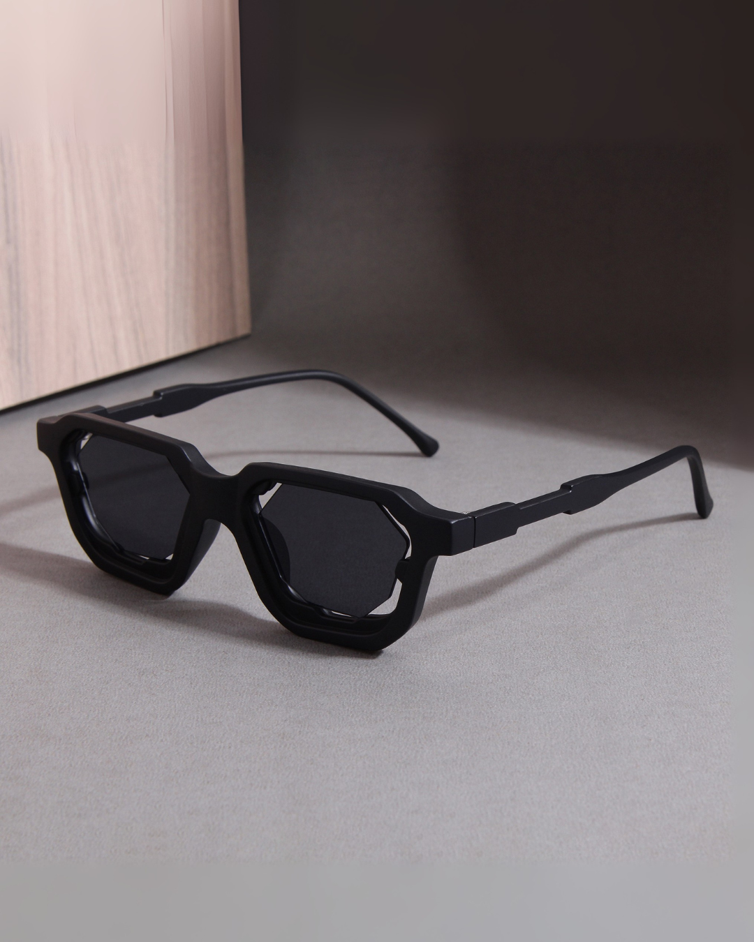 Crystal Full Black Square Sunglasses