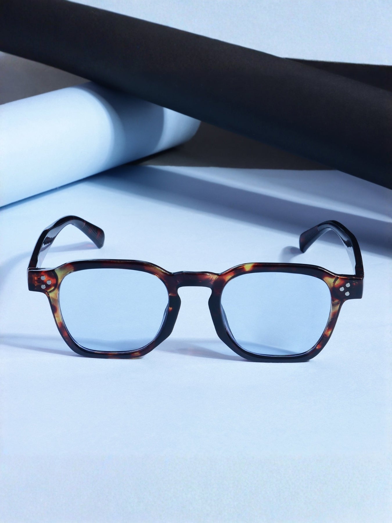 J-Bond Tortoise Brown Blue Square Sunglasses