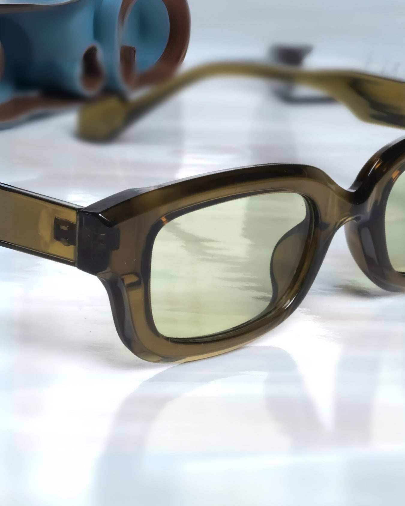 Thunder Dark Green Rectangle Sunglasses