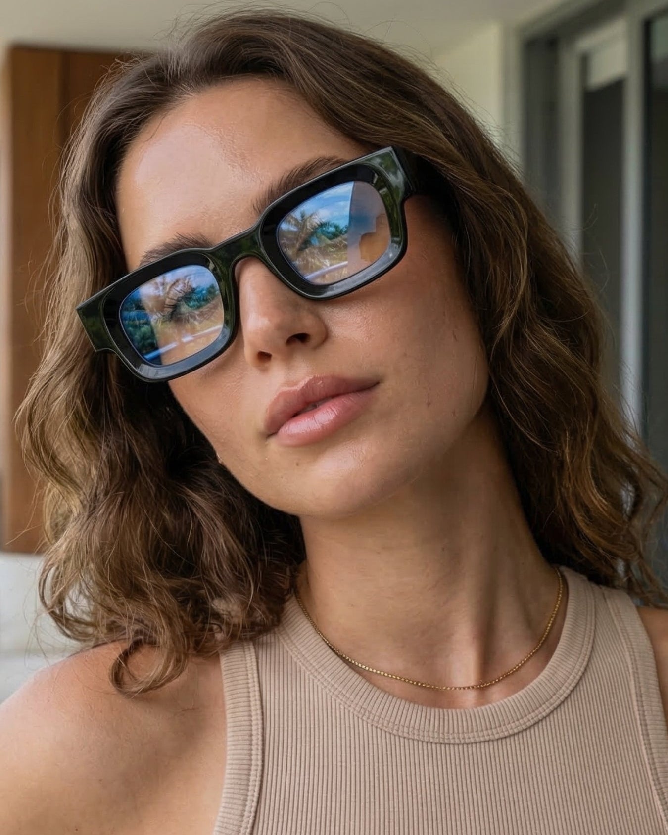 Vintage V1 Black Clear Square Sunglasses