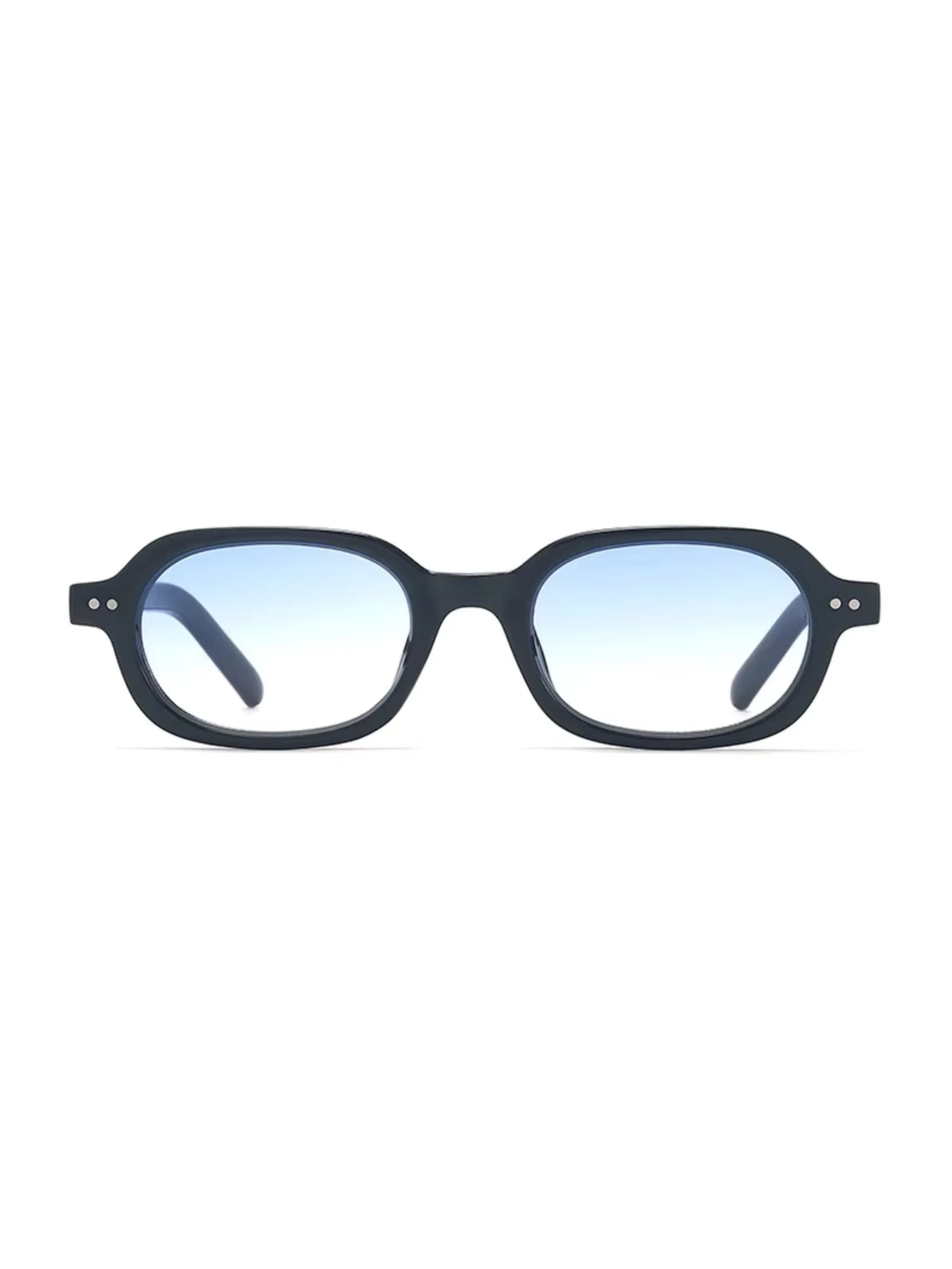 Korean V2 Black Blue Gradient Rectangle Sunglasses