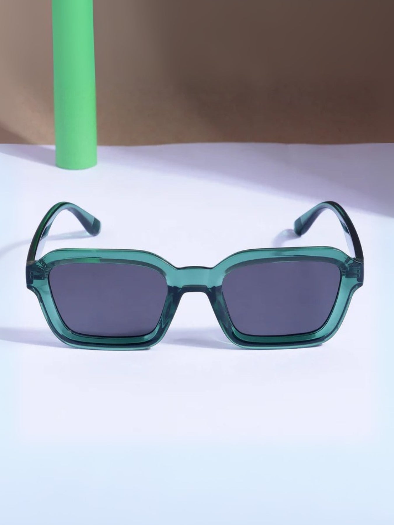 Hunter Green Black Square Sunglasses