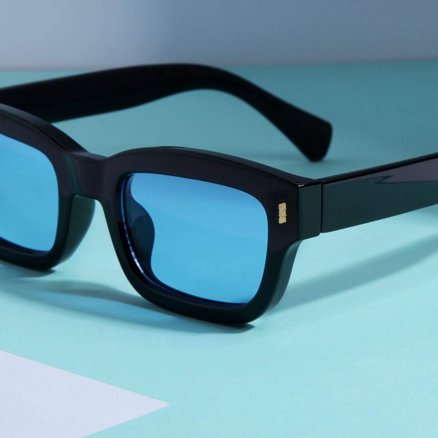 Lizard Black Blue Rectangle Sunglasses