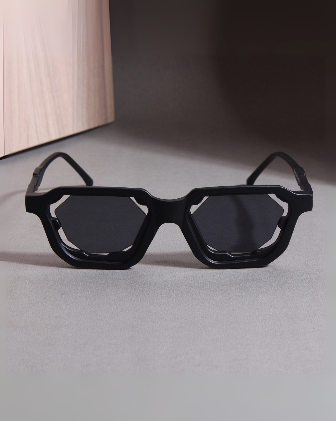 Crystal Full Black Square Sunglasses