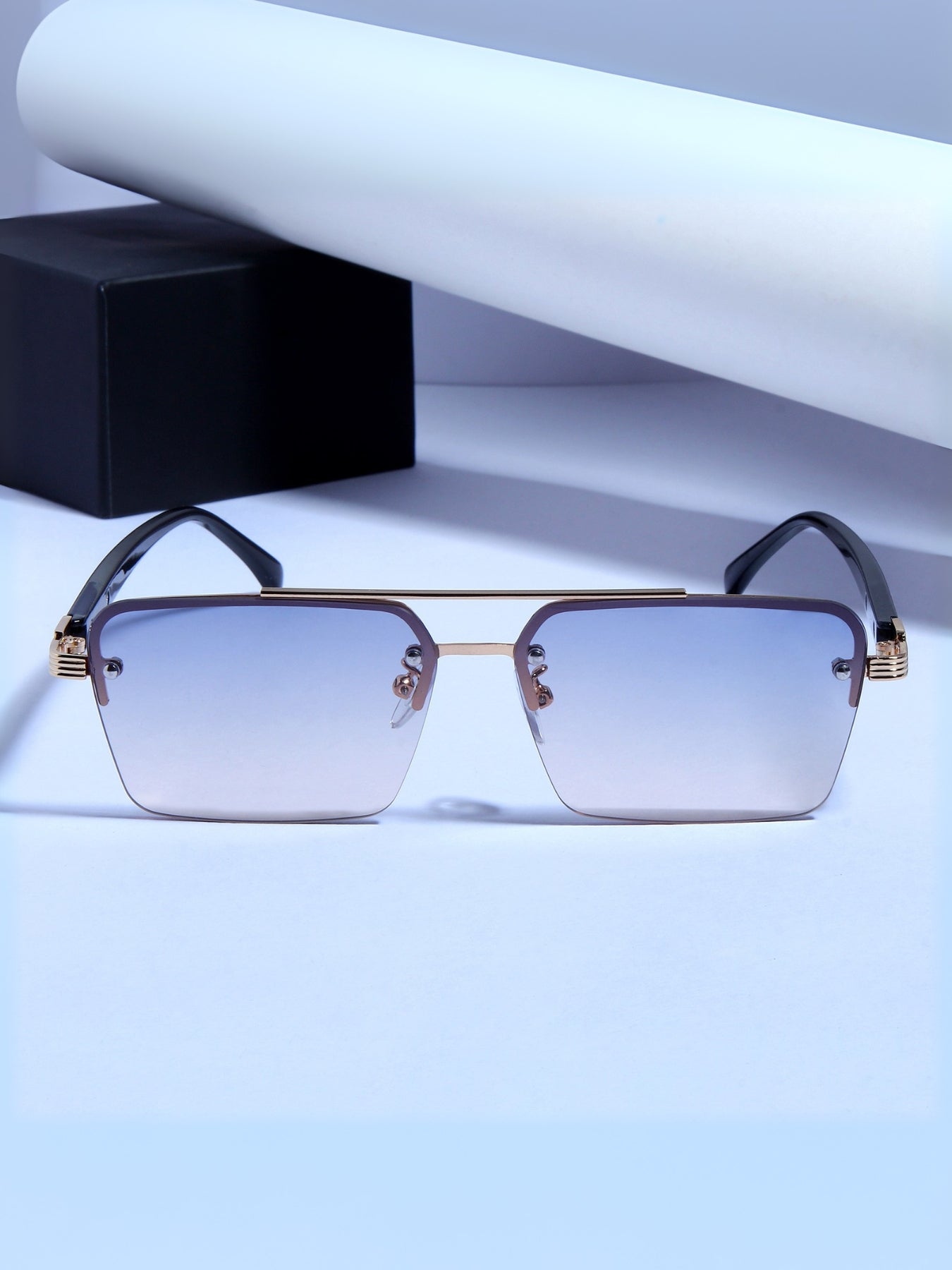 GG2349 Black Peach Gradient Rectangle Sunglasses