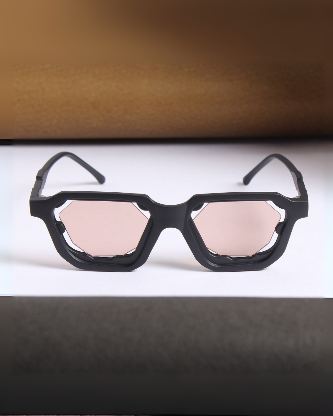 Crystal Black Brown Square Sunglasses