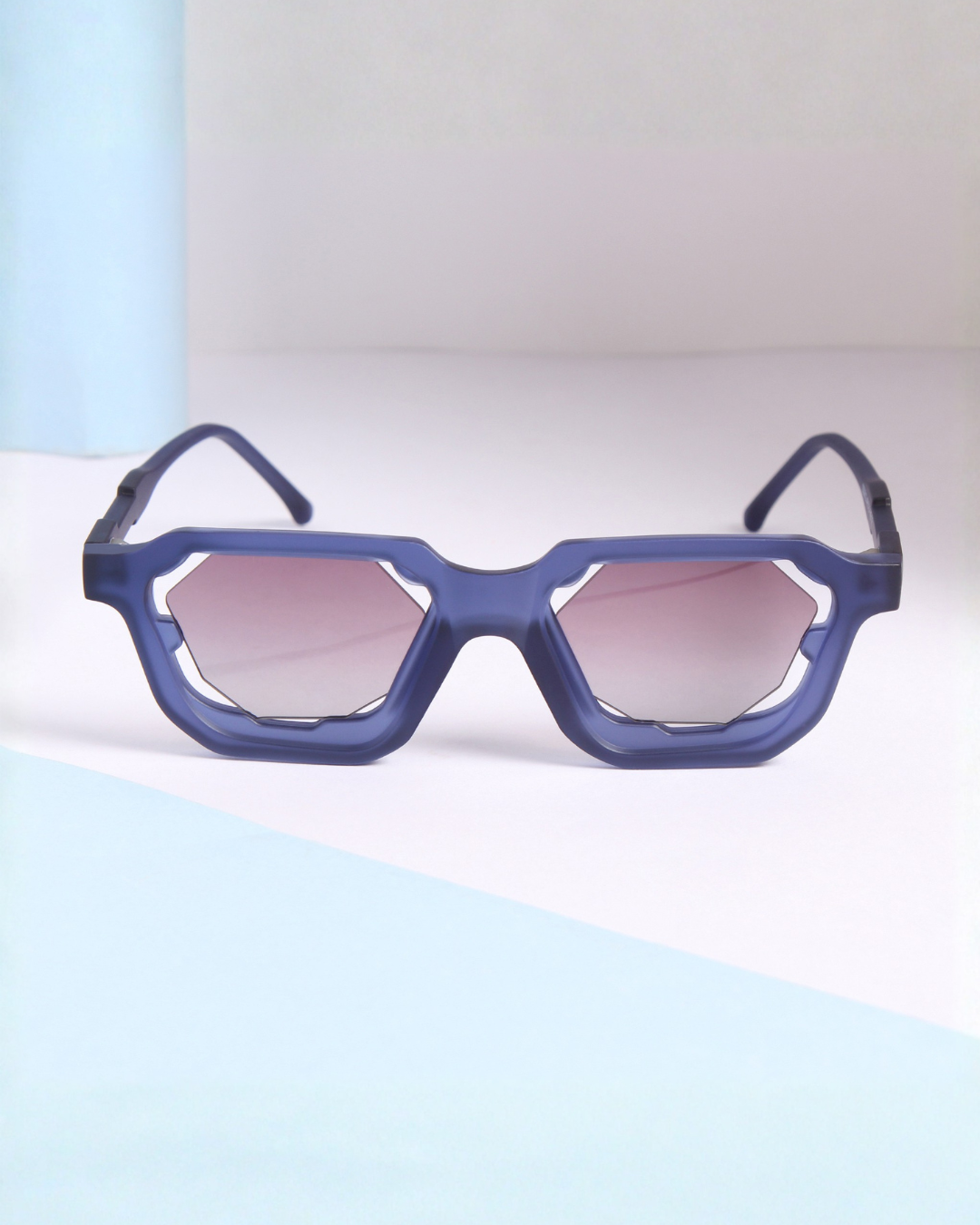 Crystal Blue Gradient Square Sunglasses