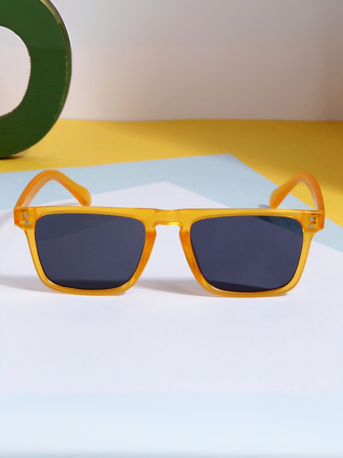 Pardon Yellow Black Premium Rectangle Sunglasses