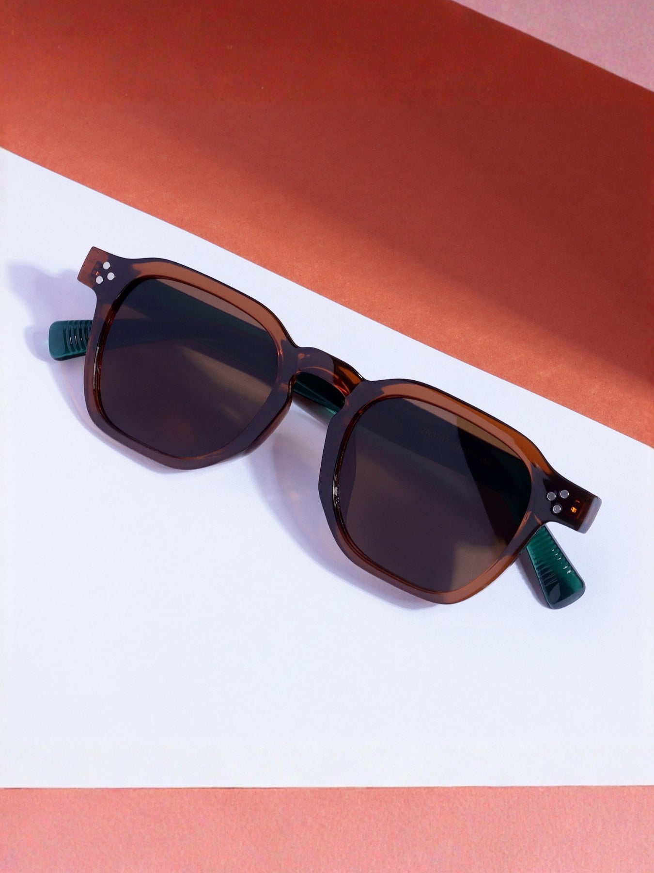 J-Bond Green Brown Brown Square Sunglasses