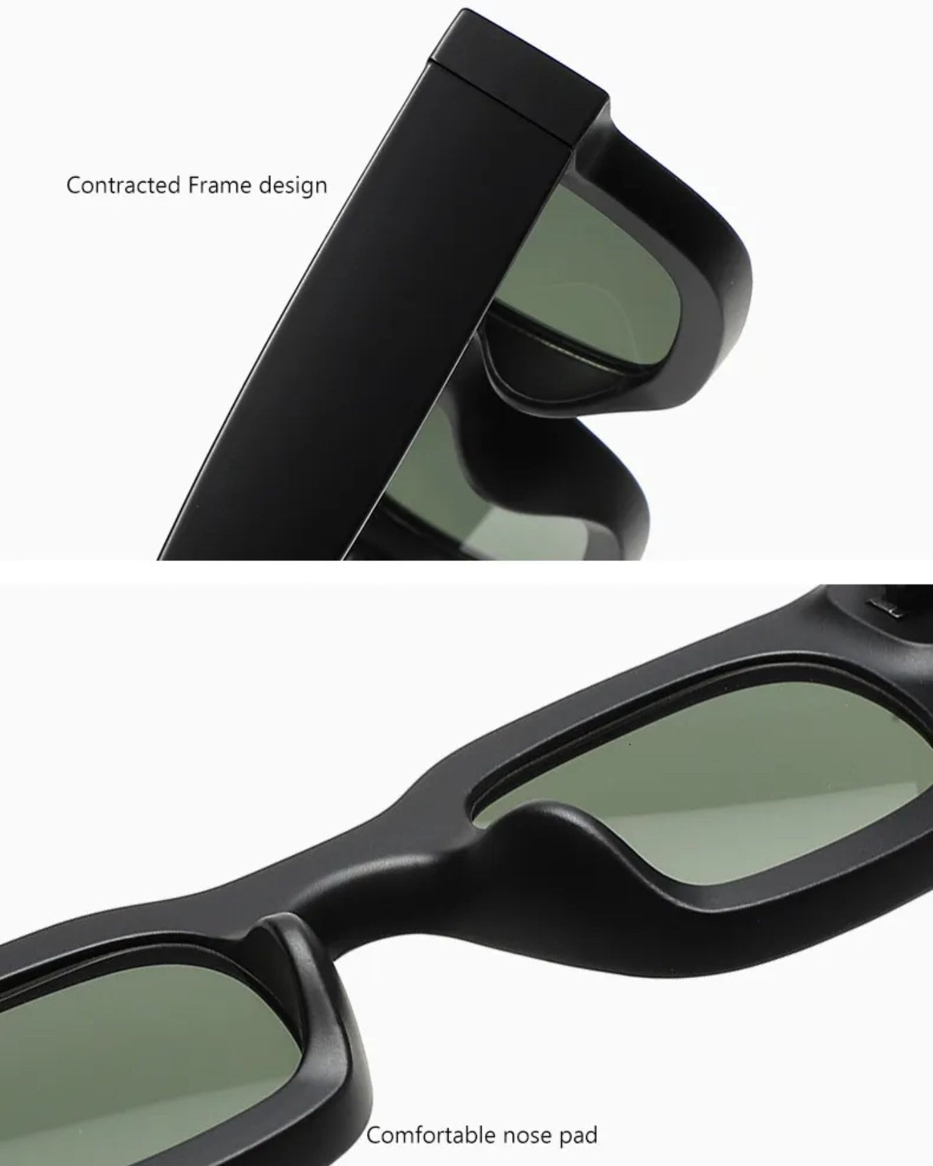 Vintage V1 Black Green Square Sunglasses