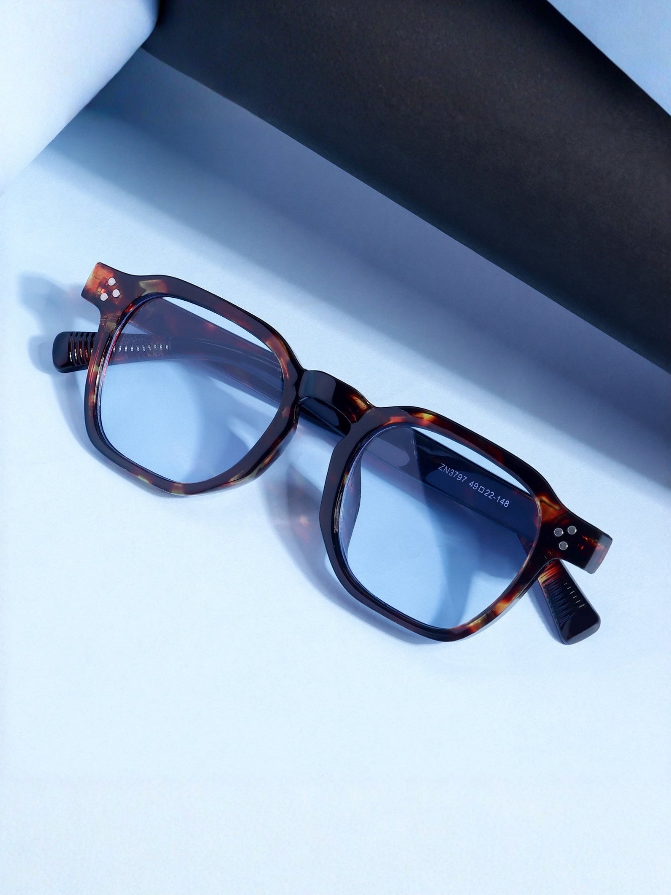 J-Bond Tortoise Brown Blue Square Sunglasses