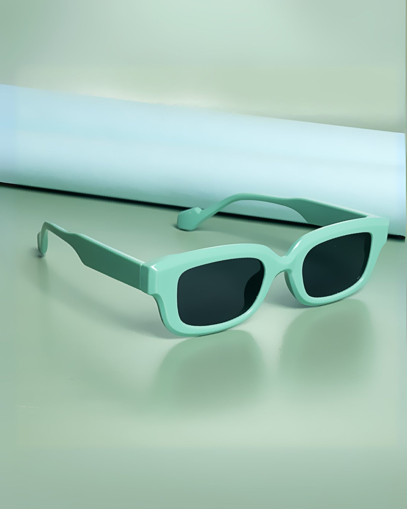 Thunder Candy Green Black Rectangle Sunglasses