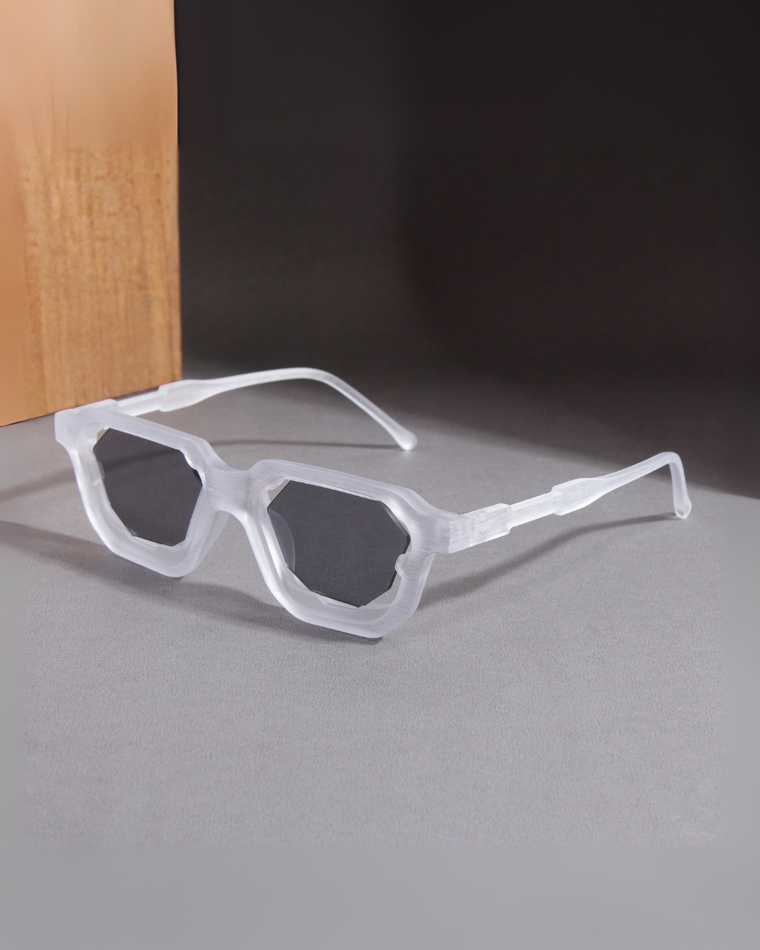 Crystal Clear Black Square Sunglasses