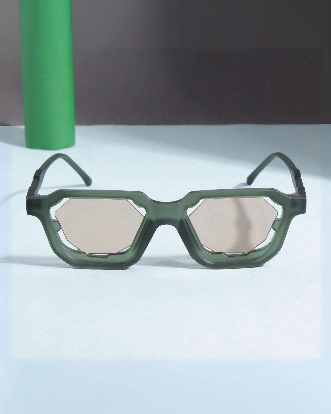 Crystal Green Brown Square Sunglasses