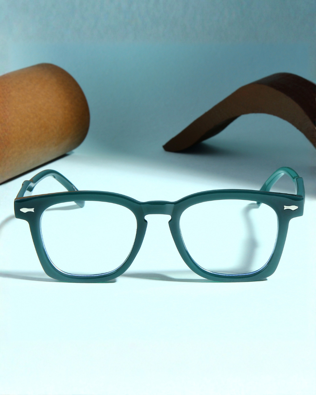 Michel Green Clear Square Sunglasses
