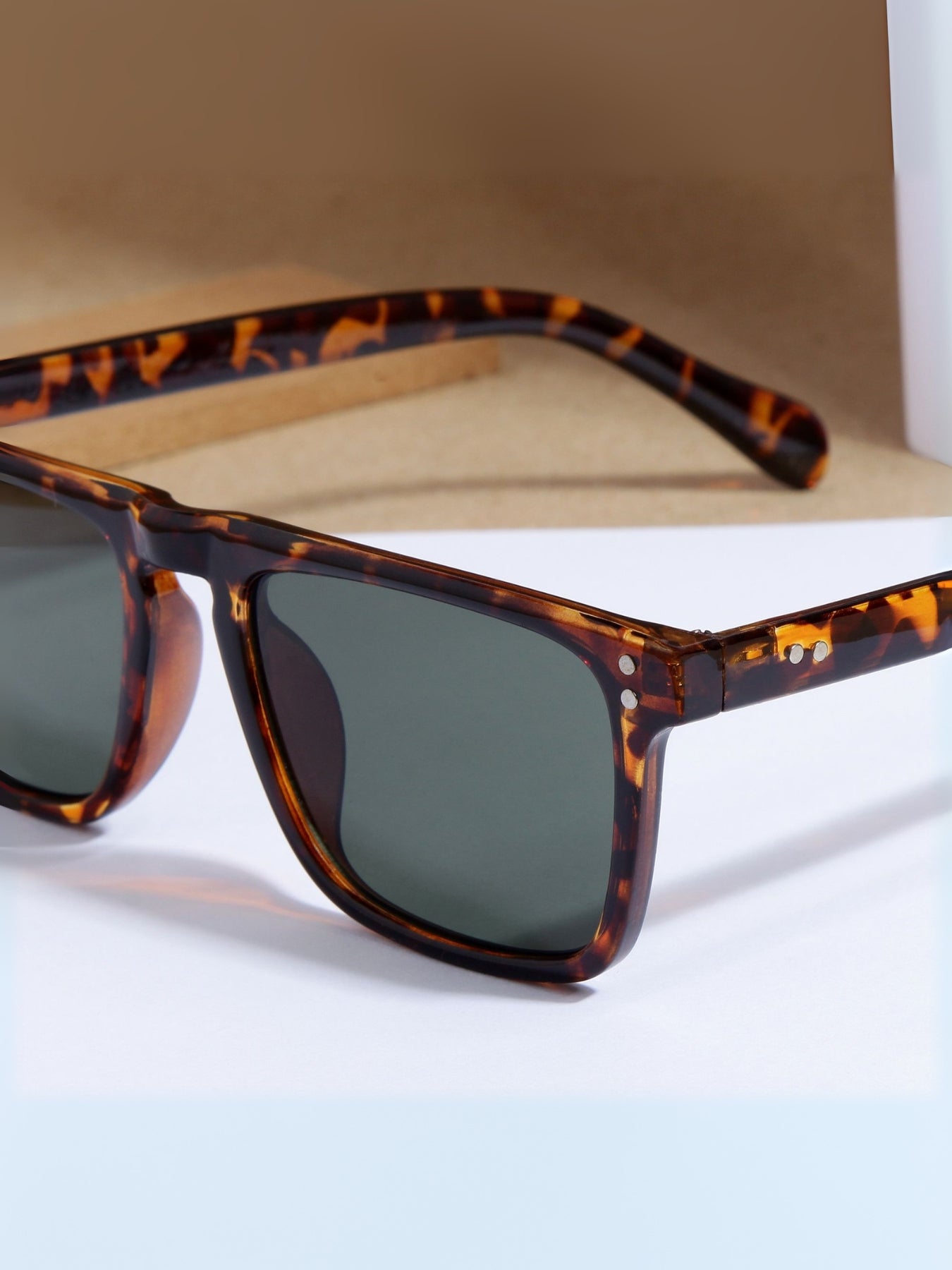 Pardon Tortoise Green Premium Rectangle Sunglasses