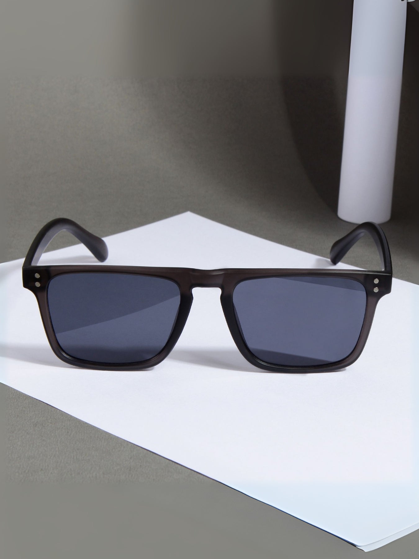 Pardon Grey Black Premium Rectangle Sunglasses