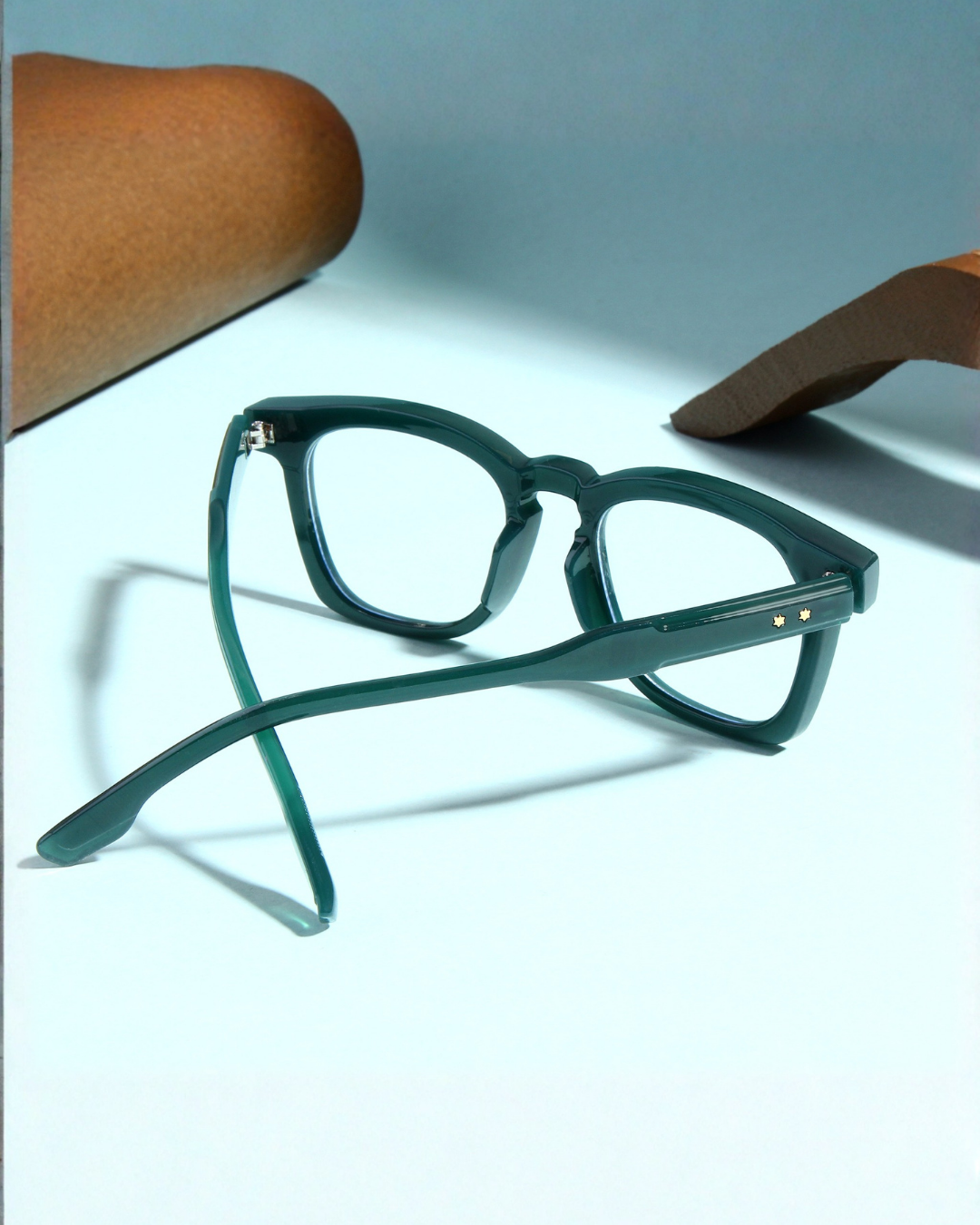Michel Green Clear Square Sunglasses
