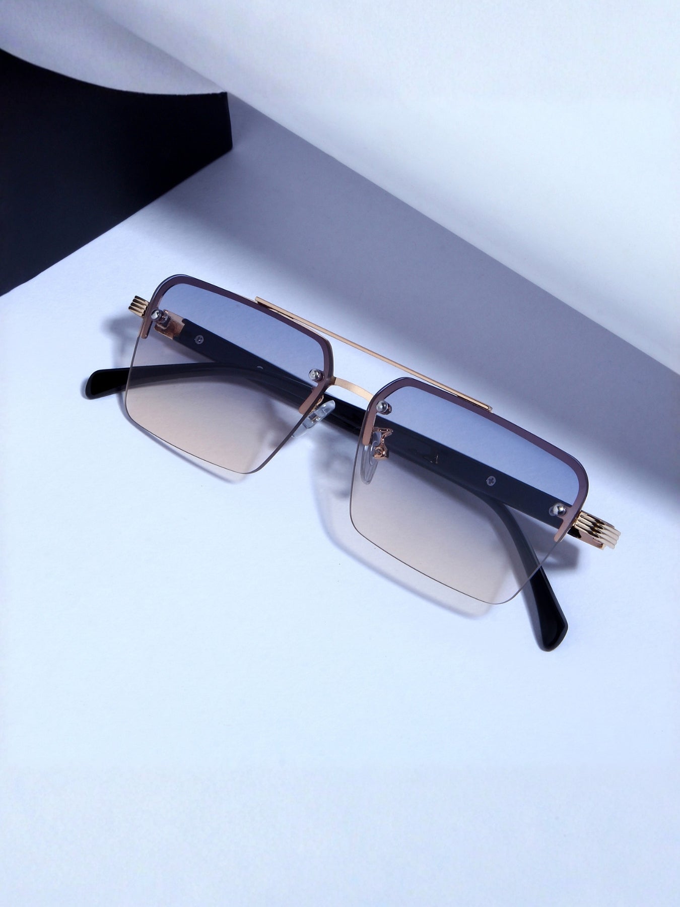 GG2349 Black Peach Gradient Rectangle Sunglasses