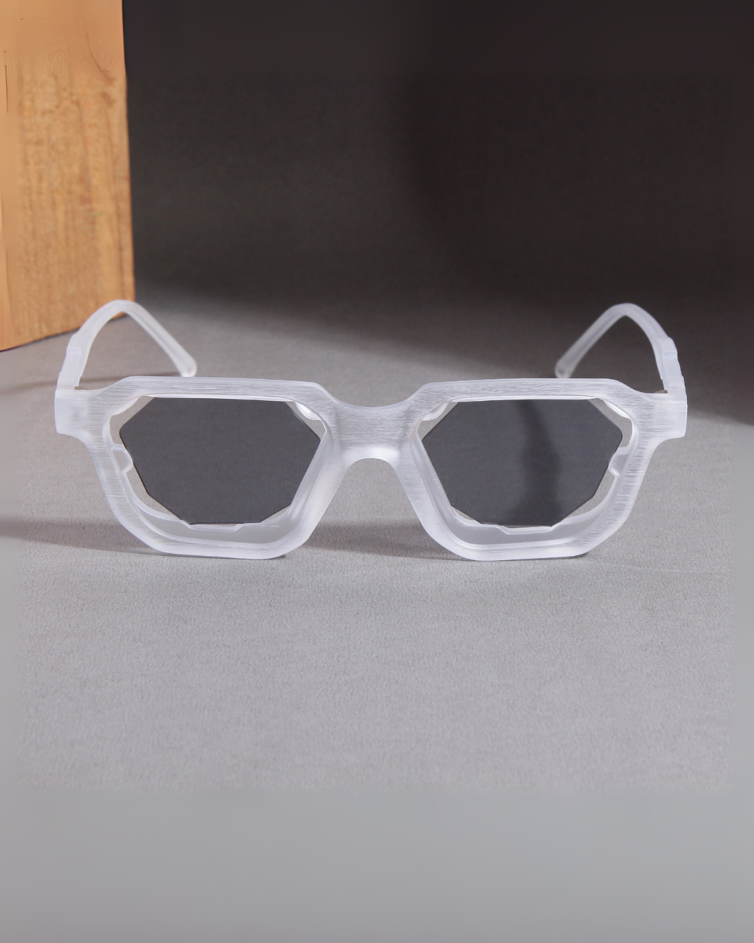Crystal Clear Black Square Sunglasses