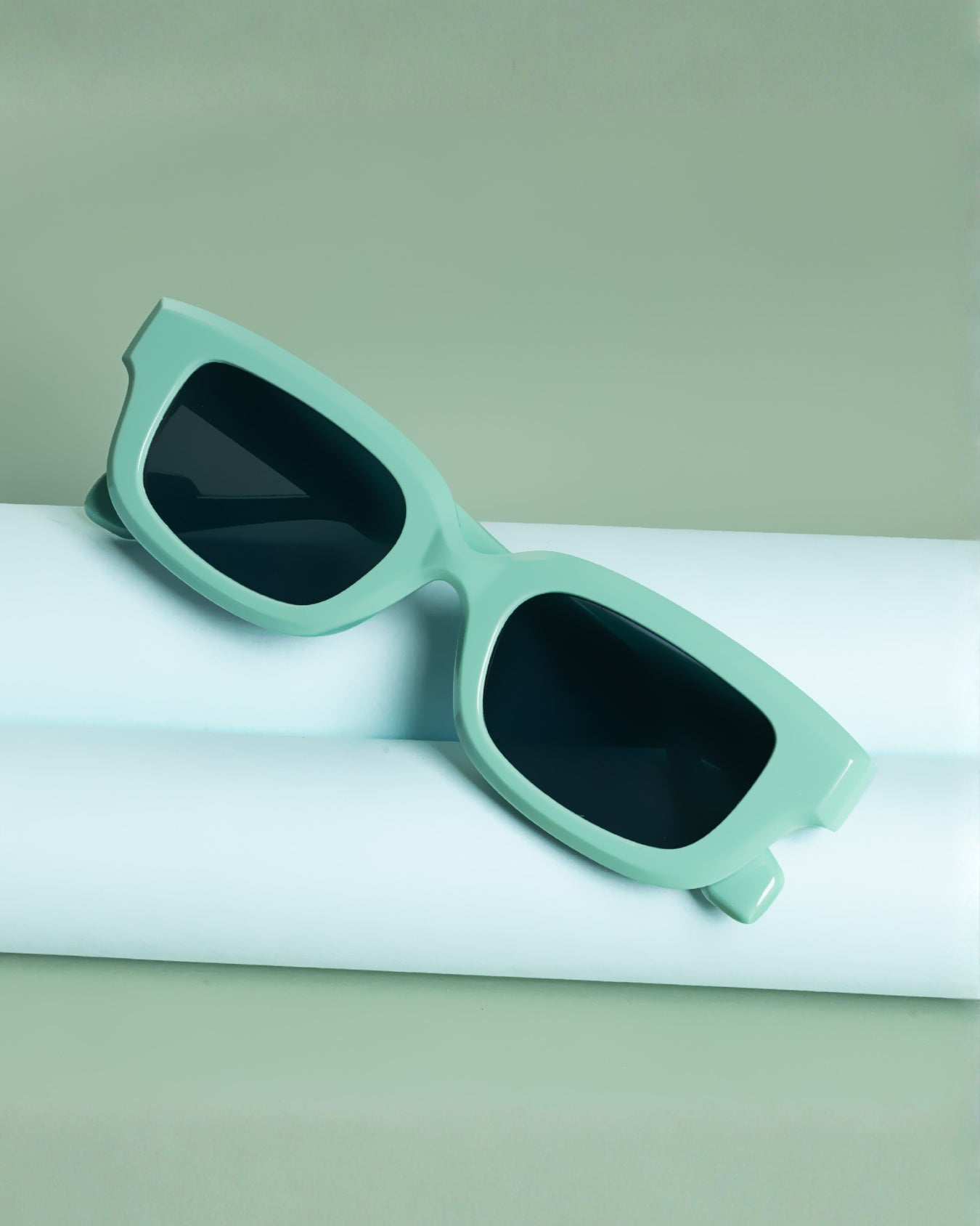 Thunder Candy Green Black Rectangle Sunglasses