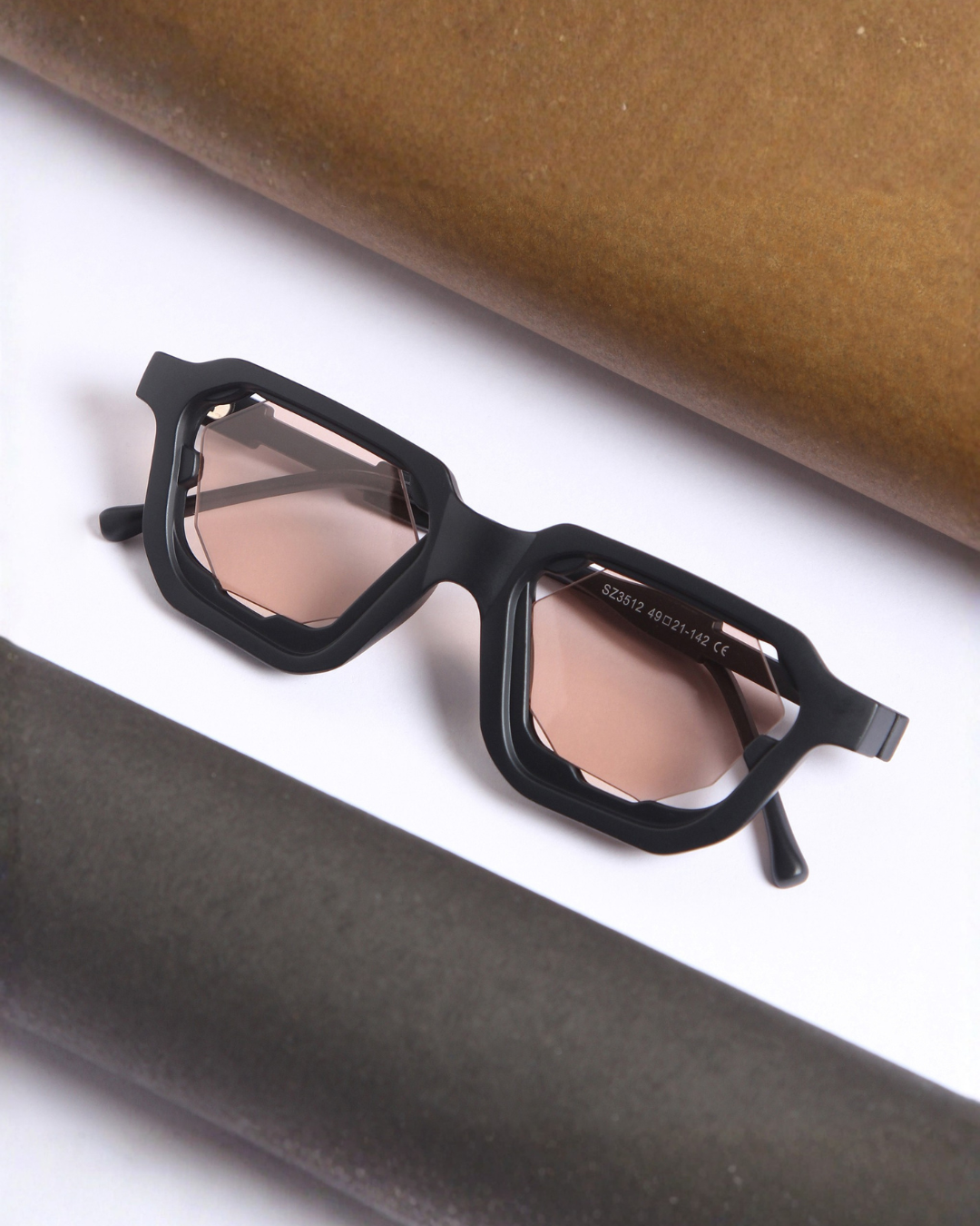 Crystal Black Brown Square Sunglasses