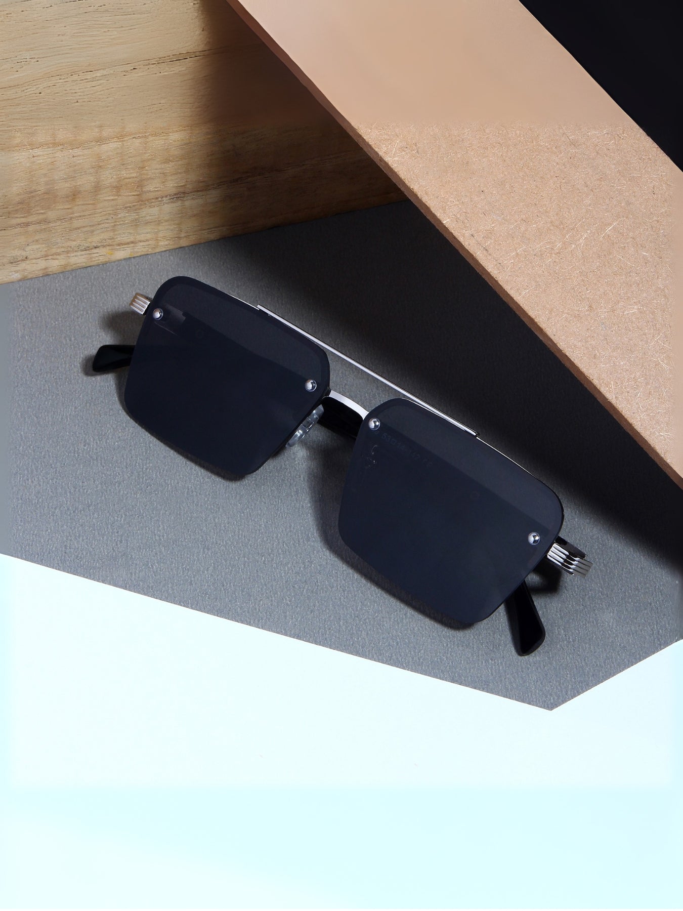 GG2349 Silver Black Rectangle Sunglasses