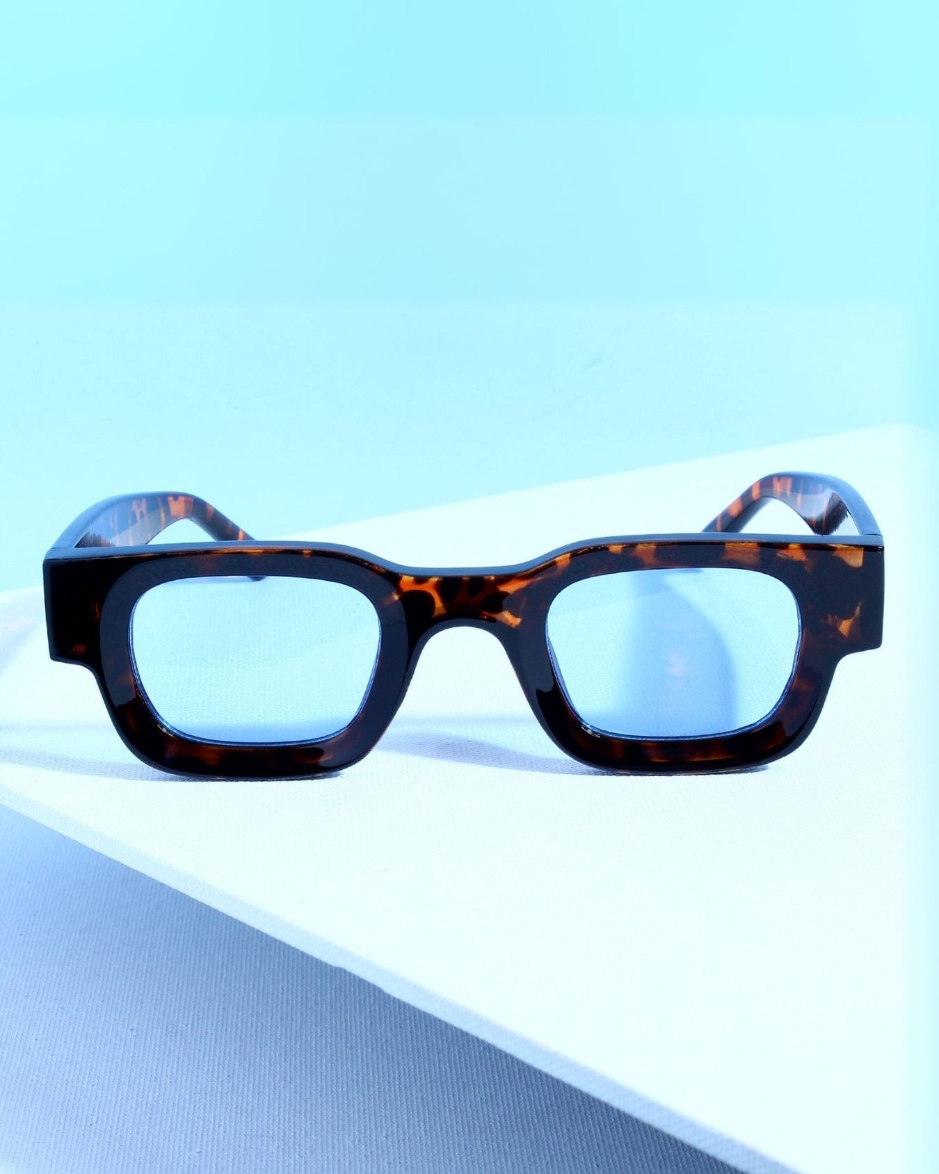 Vintage V1 Tortoise Black Blue Square Sunglasses
