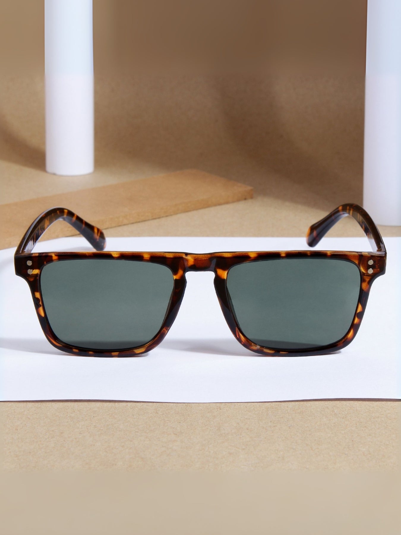 Pardon Tortoise Green Premium Rectangle Sunglasses