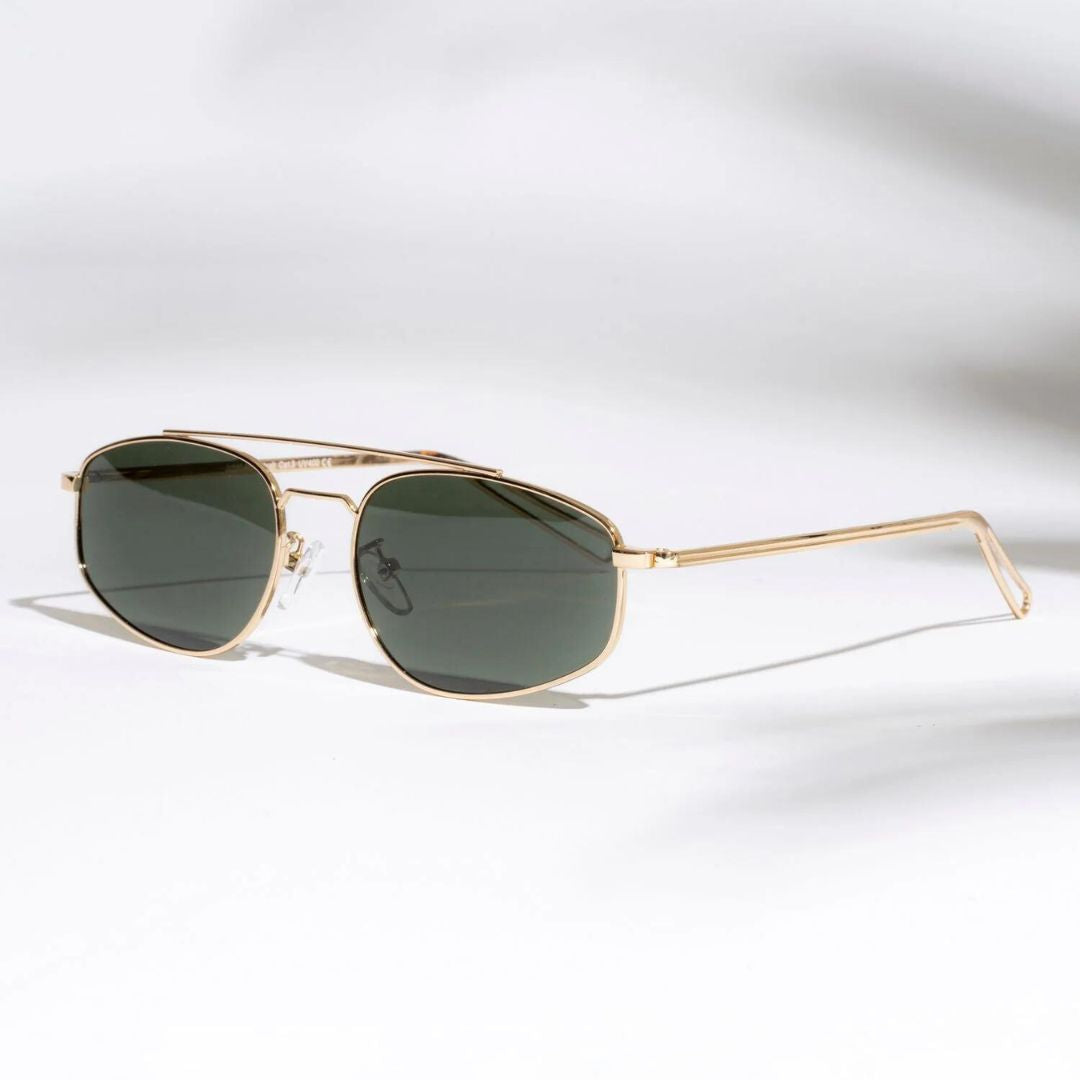 Leon Gold Green Oval Sunglasses
